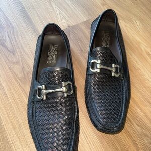 Salvatore Ferragamo Men's Woven Black Loafers
